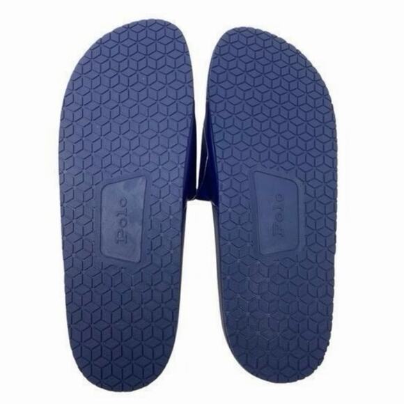 Polk Ralph Lauren Mens Cayson Pool Slides Navy Blue, Red Size 10 main image 6